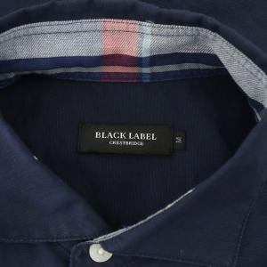 BLACK LABEL CRESTBRIDGE 19SS シャツ 長袖 ロゴ刺繍ワッペン リネン混 M 紺 ネイビー