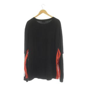 DIESEL Tシャツ 長袖 ロンT ビッグサイズ プリント 切替 大きいサイズ XXL 黒 ブラック