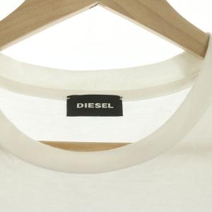 DIESEL ロンT Tシャツ 長袖 バックプリント ロゴ クルーネック コットン XS 白 ホワイト