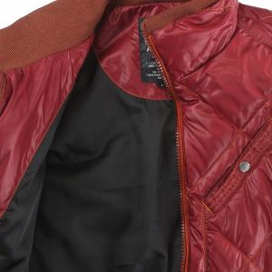 AVIREX キルティングジャケット ブルゾン ナイロン 中綿 ハイネック ジップアップ バックプリント ロゴ ワッペン L 赤 レッド