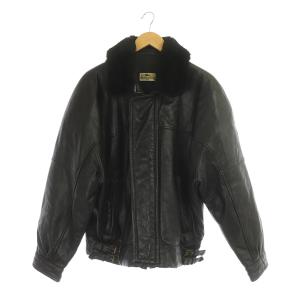 レザージャケット 革ジャン ジップアップ ボア ヴィンテージ イタリア製 黒 ブラック