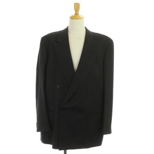 ARMANI COLLEZIONI スーツ ダブル セットアップ上下 テーラードジャケット 総裏地 パンツ スラックス タック 56/R 黒 ブラック