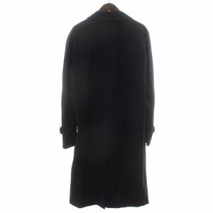 Aquascutum ステンカラーコート ヴィンテージ 英国製 ロング 比翼ボタン センターベント ネーム刺繍 紺 ネイビー