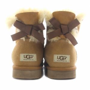UGG australia MINI BAILEY BOW ムートンブーツ 羊毛 ショート リボン 24cm 茶色 ブラウン 1005062