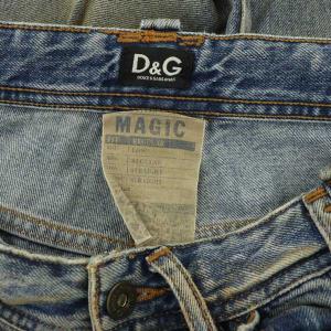 D&G MAGIC デニム パンツ ジーンズ ストレート ダメージ加工 クラッシュ加工 ボタンフライ 31 青 ブルー