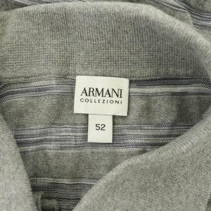 ARMANI COLLEZIONI ポロシャツ 半袖 ボーダー メッシュ 切替 52 グレー