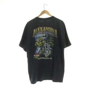 HARLEY DAVIDSON Tシャツ 半袖 プリント ビッグTシャツ コットン ヴィンテージ ワニ XL 黒 ブラック