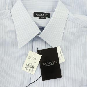 LANVIN ワイシャツ カッターシャツ 長袖 ストライプ 40 青 ブルー