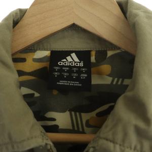 adidas ミリタリージャケット ブルゾン ジップアップ ロゴ刺繍 ワッペン M グレー