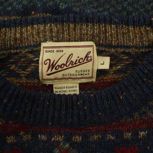 WOOLRICH 90s ヴィンテージ ニット セーター 長袖 ボーダー 総柄 刺繍 L マルチカラー