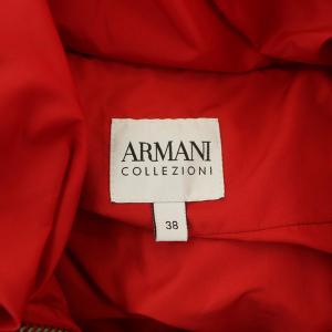 ARMANI COLLEZIONI 中綿ジャケット ジップアップ ボリュームカラー ベルト付 38 赤 レッド