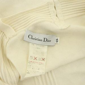 Christian Dior キャミソール カットソー ニット フリル ロゴ リボン 12A アイボリー