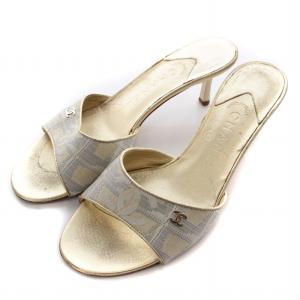 サンダル ミュール ニュートラベルライン ココマーク レザー 38 24cm ゴールド色