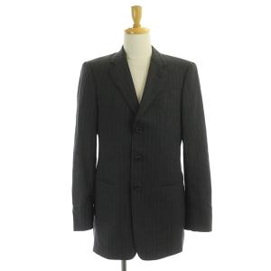 ARMANI COLLEZIONI スーツ シングル セットアップ 上下 ストライプ ウール テーラードジャケット パンツ スラックス イタリア製 46 グレー