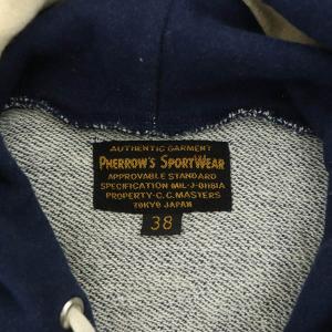 PHERROW'S スウェットパーカー 長袖 プルオーバー バイカラー ボーダー 38 紺 ネイビー アイボリー