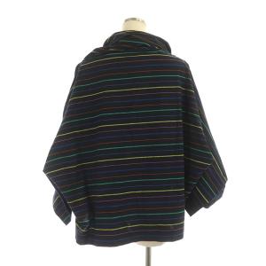 ISSEY MIYAKE 132 5. STRIPE COTTON シャツ ブラウス 七分袖 変形 プルオーバー 3 ネイビー