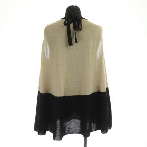 LANVIN COLLECTION ニット カットソー プルオーバー ノースリーブ リネン混 フレア リボン バイカラー 38 ベージュ