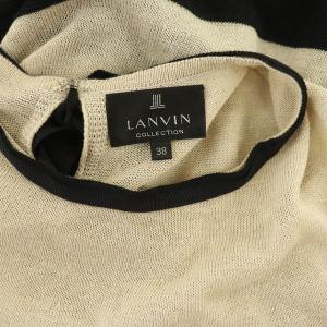 LANVIN COLLECTION ニット カットソー プルオーバー ノースリーブ リネン混 フレア リボン バイカラー 38 ベージュ