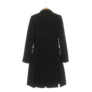 EMPORIO ARMANI ロングコート タック フレア 切替 ウール 38 黒 ブラック