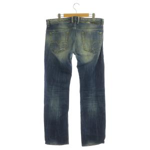 DIESEL デニムパンツ ジーンズ ボタンフライ ストレート ダメージ加工 W33L30 青 ブルー