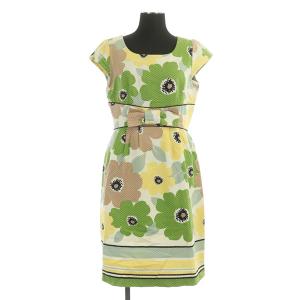 ワンピース ミニ 半袖 花柄 リボン 38 緑 グリーン