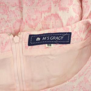M'S GRACY ワンピース ミニ 半袖 総柄 ジャガード 38 ピンク