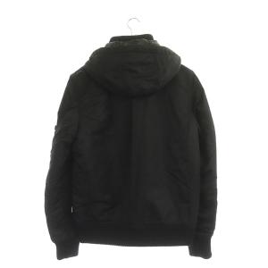 ALPHA INDUSTRIES フーデッドリブジャケット フライトジャケット ナイロン ジップアップ L 黒 ブラック TA1330-001
