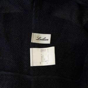 Leilian カーディガン 七分袖 メッシュ シースルー リネン混 11 紺 ネイビー