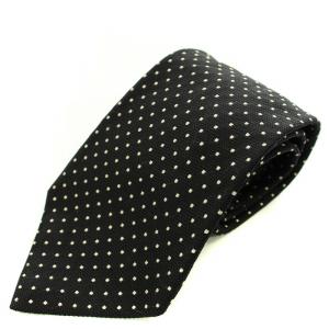 ネクタイ レギュラータイ 絹 シルク ドット柄 黒 ブラック