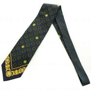 GIANNI VERSACE ネクタイ レギュラータイ 絹 シルク ドット柄 メデューサ 紺 ネイビー 緑 グリーン
