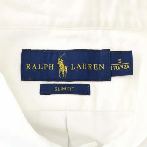 RALPH LAUREN スリムフィット SLIM FIT シャツ ワイシャツ 長袖 ポニー 刺繍 ボタン S 白 ホワイト