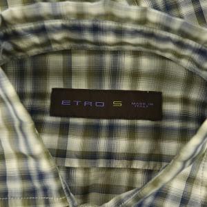 ETRO チェックシャツ 長袖 コットン イタリア製 S 紺 ネイビー カーキ