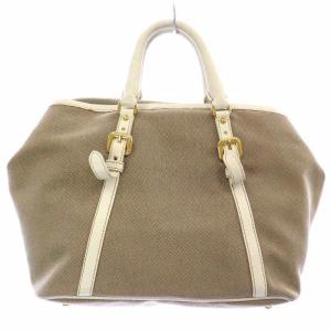 PRADA CANAPA ハンドバッグ キャンバス マグネット ロゴ ベージュ