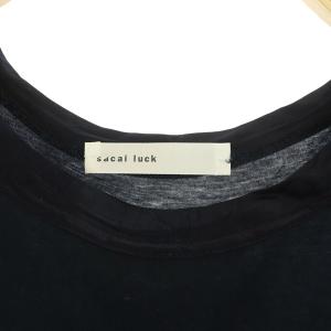 sacai luck カットソー 長袖 チュール サテン 切替 胸ポケット フレア ギャザー 2 紺 ネイビー