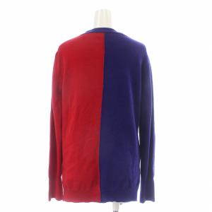 Lois CRAYON ニットカーディガン ウール混 バイカラー 長袖 リボン M 赤 レッド 紫 パープル 16004738