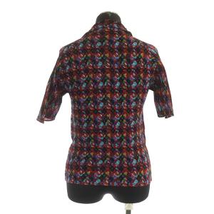 ISSEY MIYAKE (T.) ブラウス カットソー プリーツ 半袖 総柄 3 紫 パープル