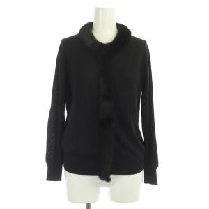 PRADA カーディガン カシミア シルク混 ミンクファー 40 ブラック