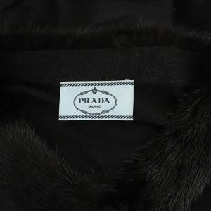 PRADA カーディガン カシミア シルク混 ミンクファー 40 ブラック