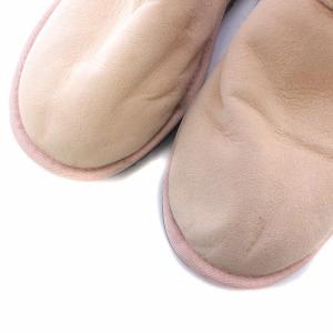 UGG australia ムートンブーツ レザー ショート ロゴ 24cm ピンク F23112G