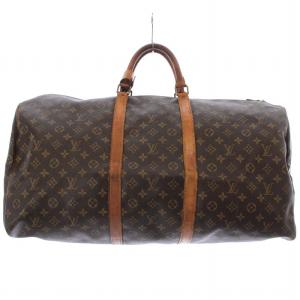 キーポル ボストンバッグ ハンドバッグ モノグラム キャンバス ファスナー ロゴ 茶