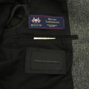 DIESEL BLACK GOLD MOON Merino Lambswool テーラードジャケット 2B ツイード 総裏地 ウール 44 グレー
