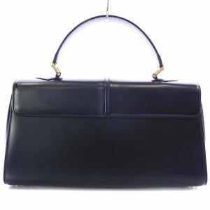 YVES SAINT LAURENT ハンドバッグ レザー ヴィンテージ マグネット ロゴ ブラック