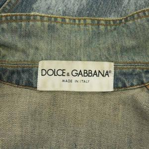 DOLCE&GABBANA デニムジャケット Gジャン ジージャン ペイント ダメージ加工 イタリア製 48 青 ブルー