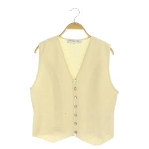 SPORTS ベスト ニット シェルボタン Vネック ウールシルク混 ヴィンテージ M アイボリー