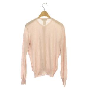 CELINE カーディガン 長袖 ニット シルク クルーネック ラメ S ピンク