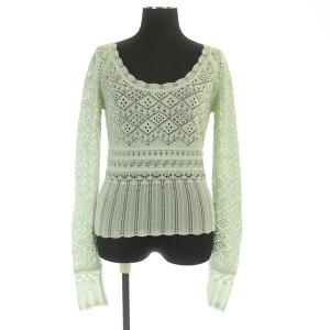 BOUTIQUE ニット カットソー 長袖 Uネック イタリア製 S ミントグリーン