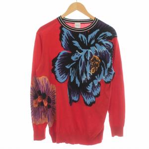 スウェット トレーナー 長袖 クルーネック 花柄 フラワー 赤 XL 赤 レッド