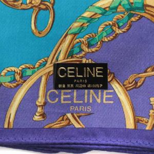 CELINE スカーフ ラッパ 青 ブルー