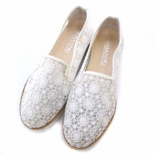 Ermanno Scervino スリッポン 刺繍 レース 38 24cm 白 ホワイト