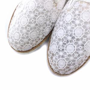 Ermanno Scervino スリッポン 刺繍 レース 38 24cm 白 ホワイト